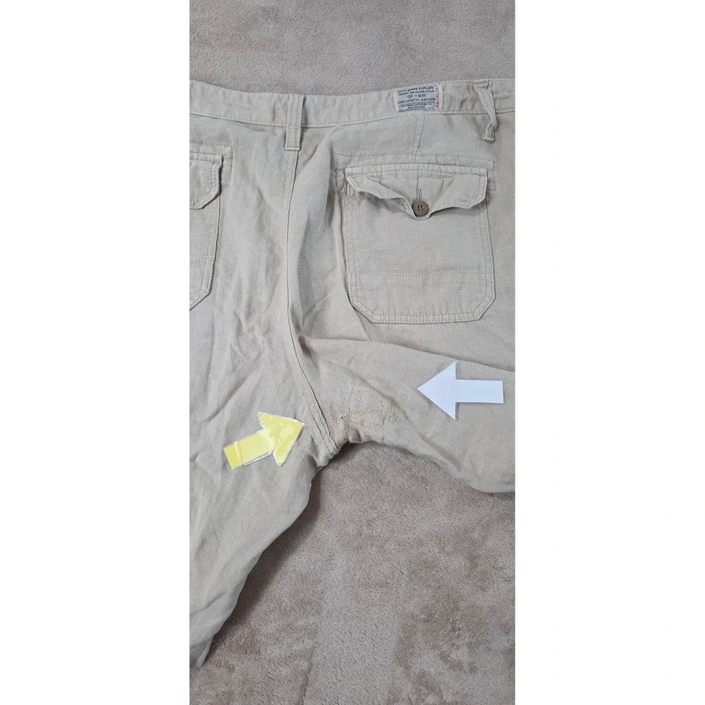 Lucky Brand originals shorts Mens 38 Beige 100% linen drawstring